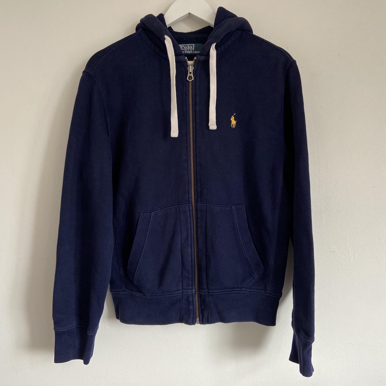 Mens Ralph Lauren Hoodie jacket in dark blue Size... - Depop