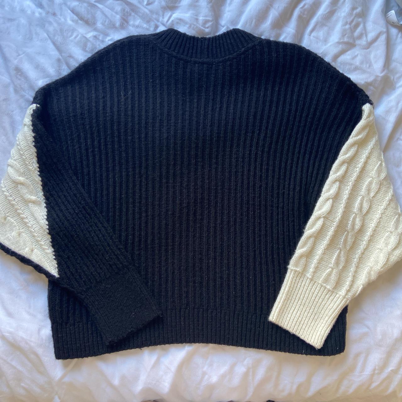 Topshop black and white knitted jumper, size small... - Depop