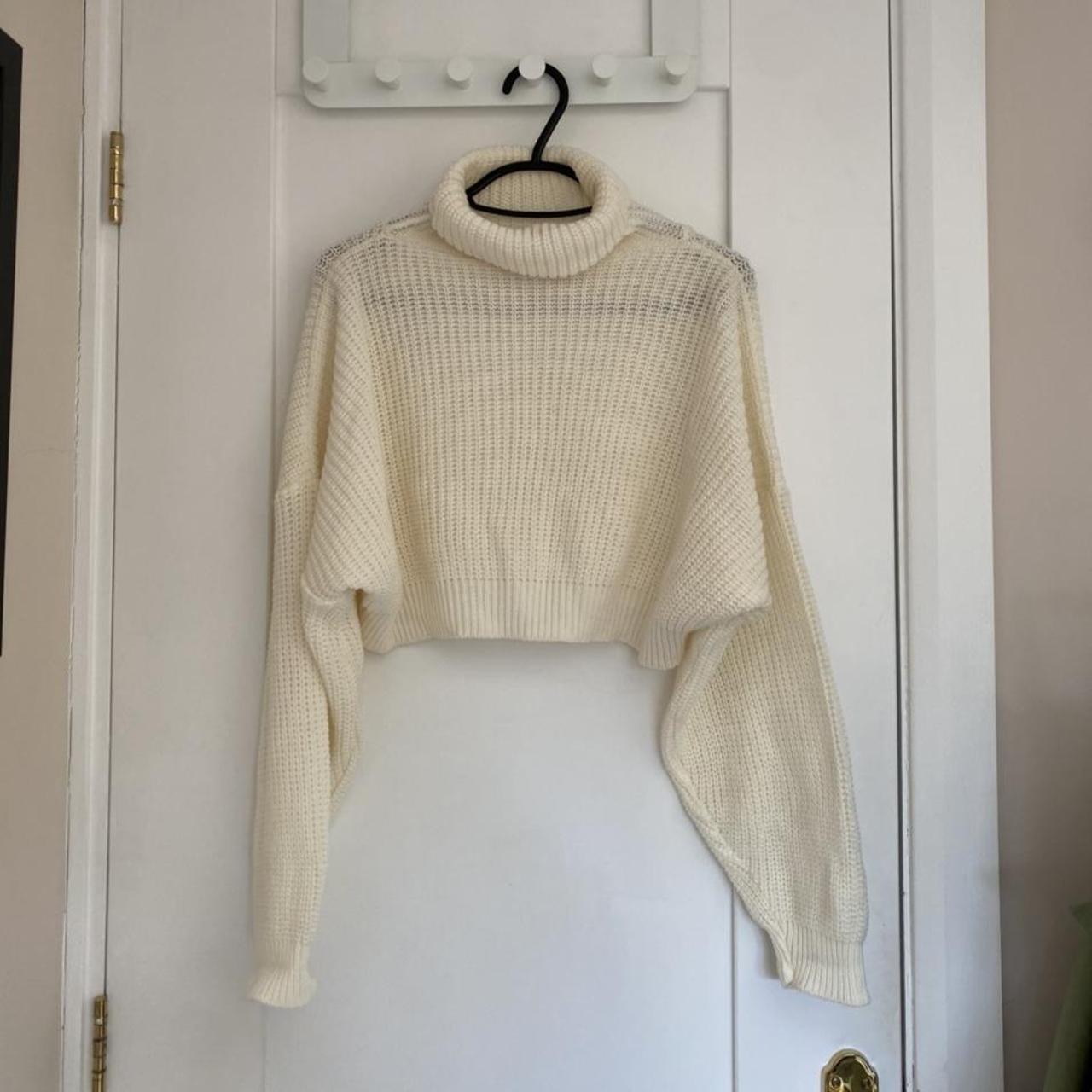 Missguided cream cropped turtleneck jumper Uk size... Depop
