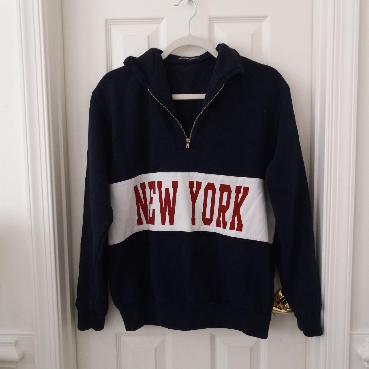 Brandy melville new york quarter zip sweatshirt - Depop