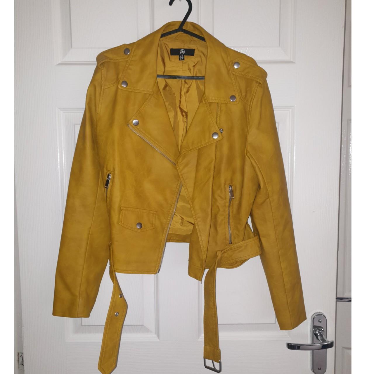 Mustard leather deals jacket missguided