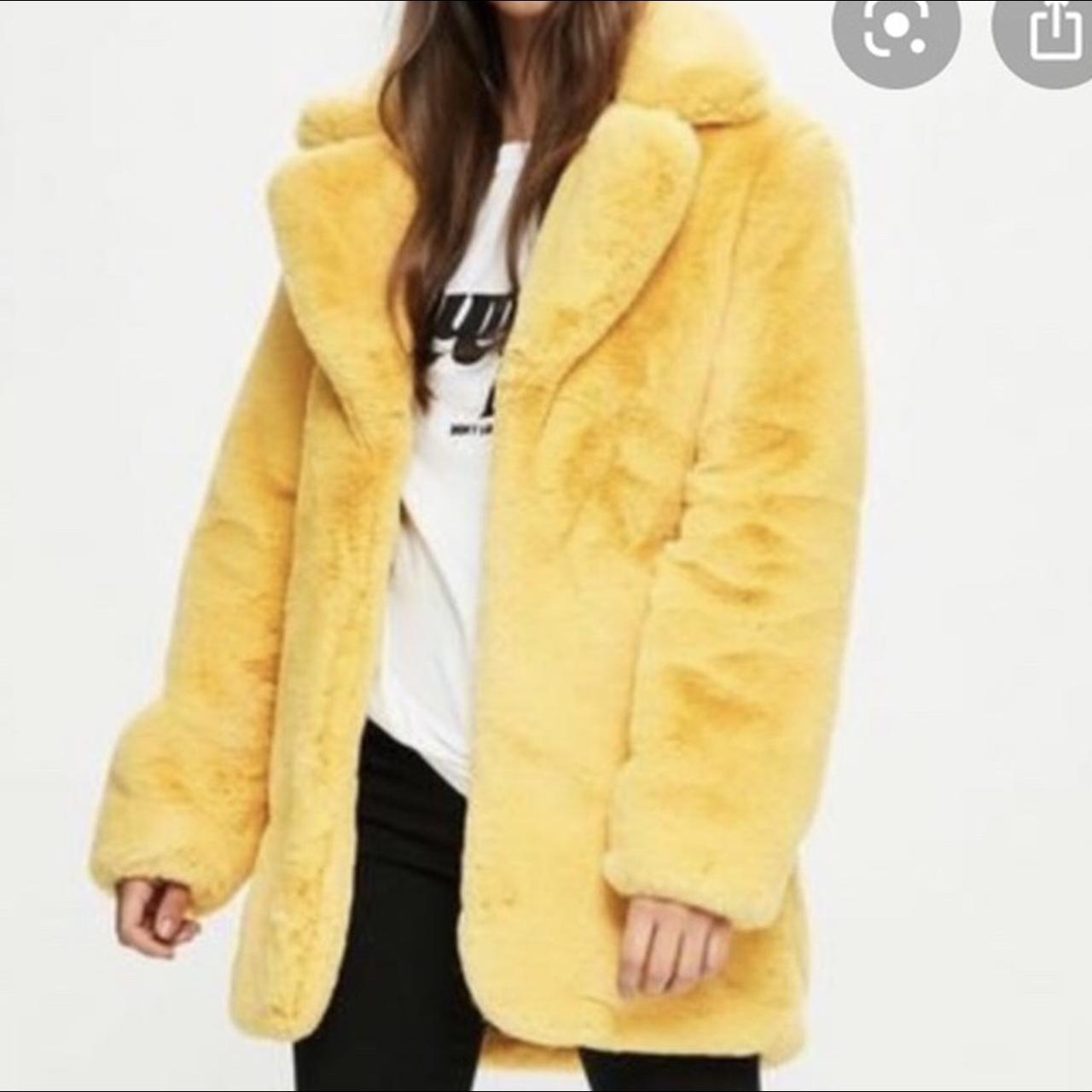 missguided yellow fur coat