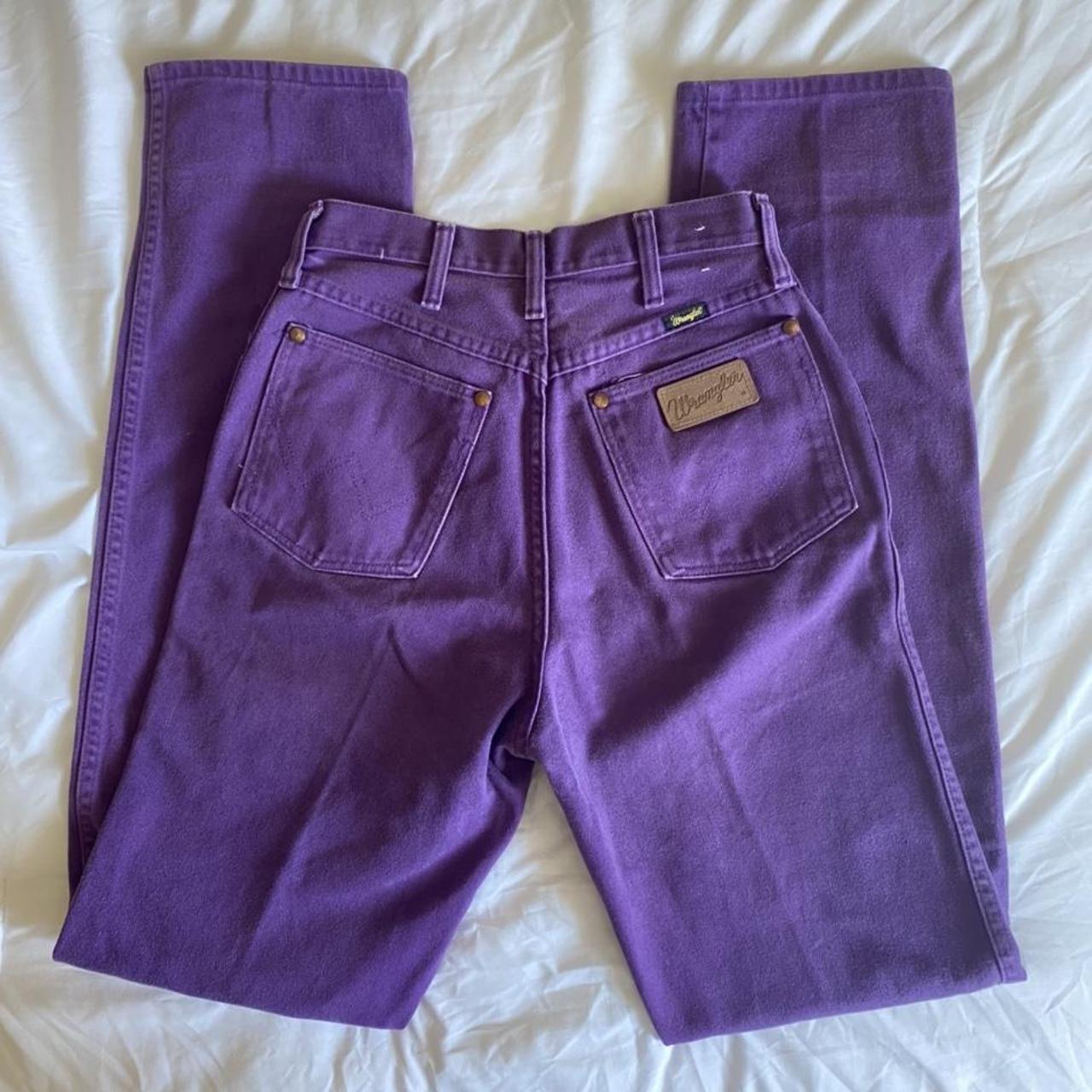Vintage purple wrangler jeans Size:10 (fits more as... - Depop