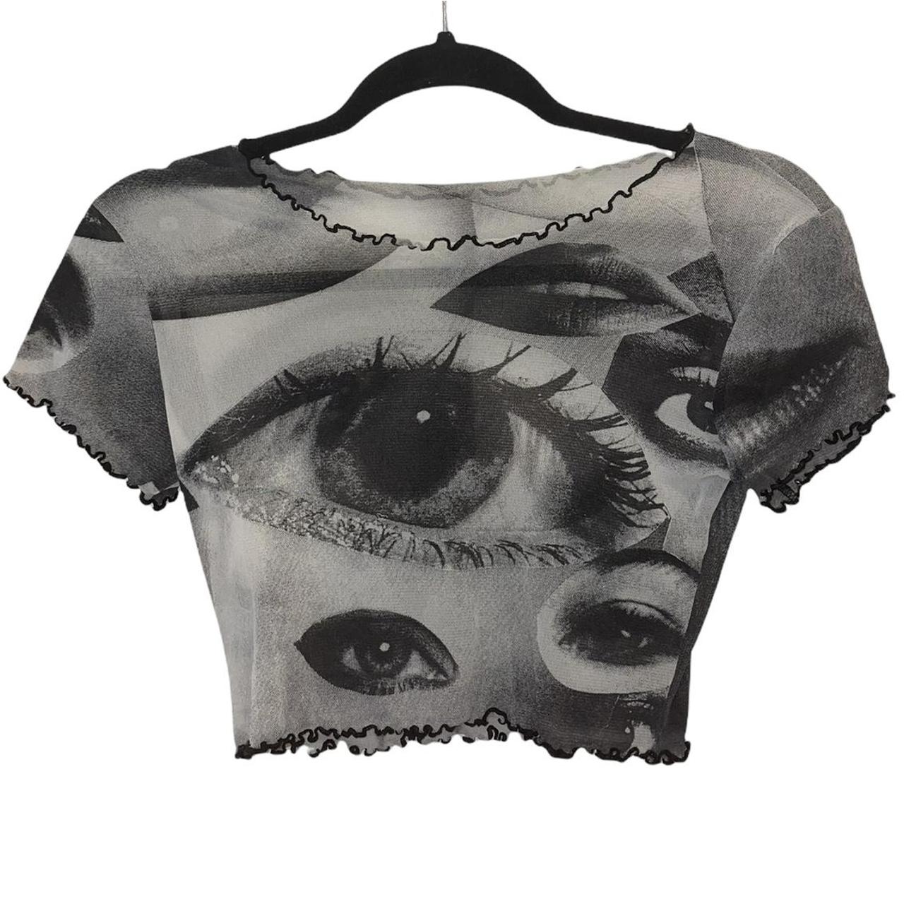 Graphic Eye Mesh Crop Top by Virus Clothing Depop