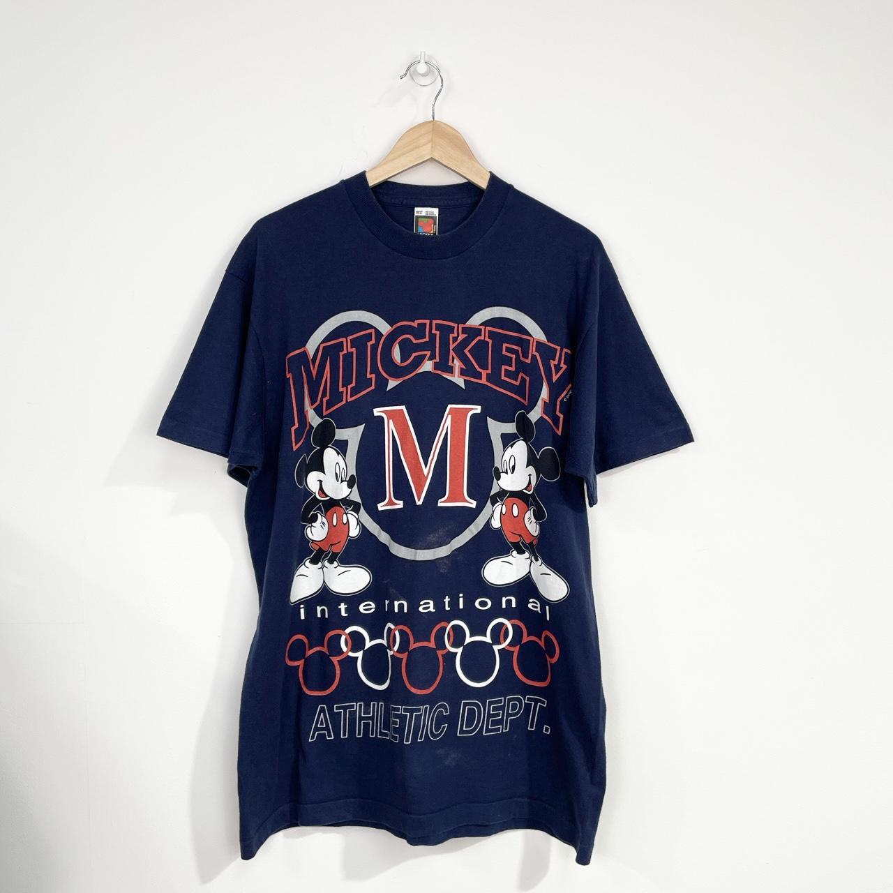 Mickey Unlimited Men's Navy and Red T-shirt | Depop