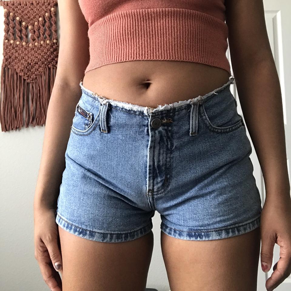 Vintage 90's light wash denim cutoff shorts 🩳 Hand - Depop