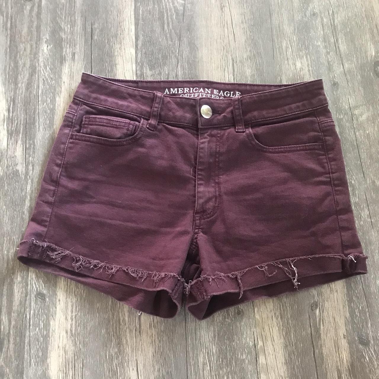 American Eagle Hi Rise Shortie Maroon Dark Red Fall... - Depop