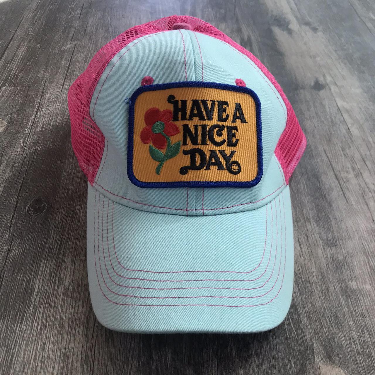 Men's Blue and Pink Hat