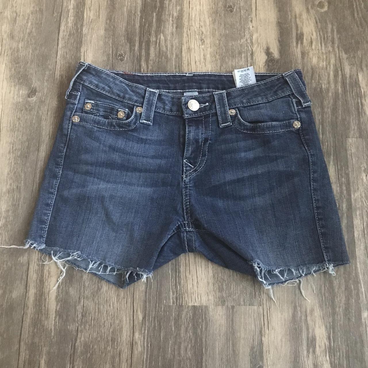 Vintage Y2K True Religion Dark Washed Distressed Low... - Depop