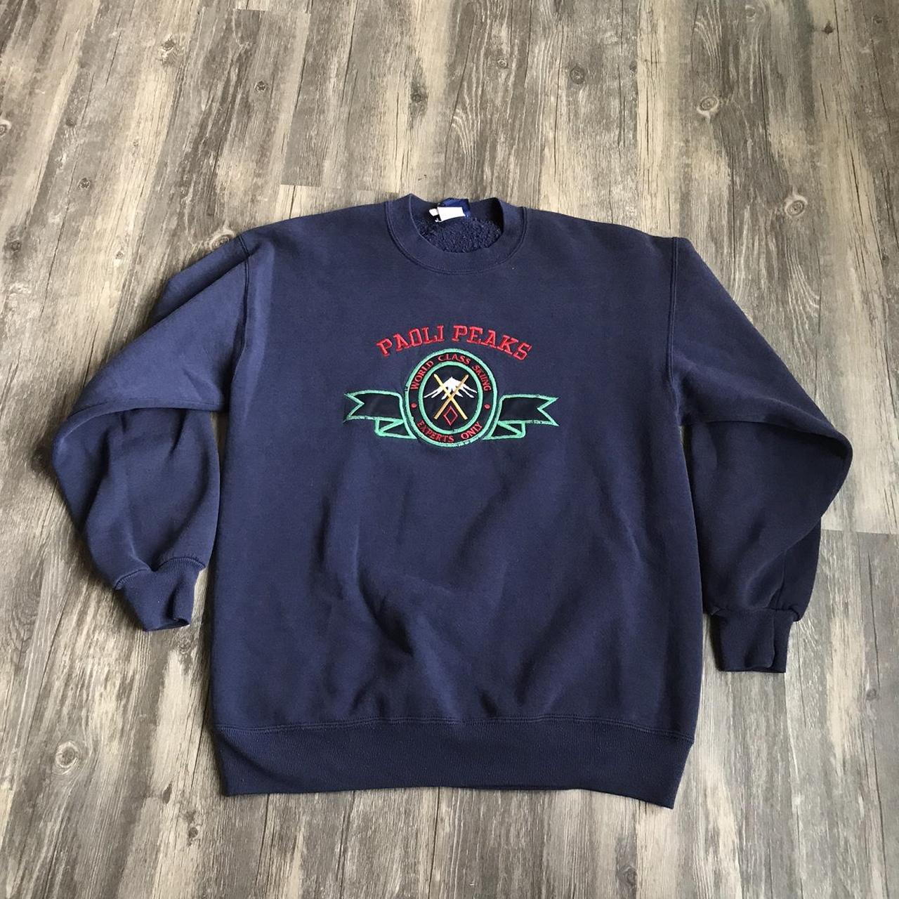 Women's Navy and Green Sweatshirt | Depop