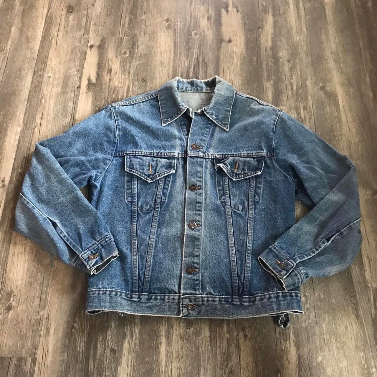 Vintage Denim Jean Jacket Medium Light Dark Washed... - Depop