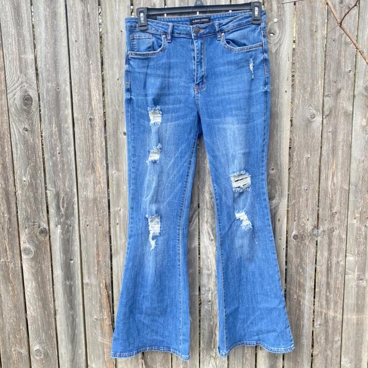 distressed bell bottom jeans