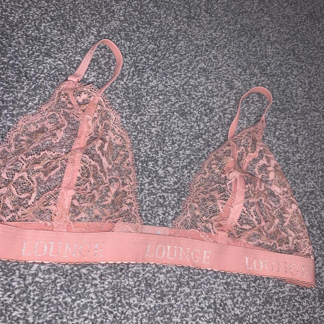 Embroidered Cat Pink Mesh Triangle Bra