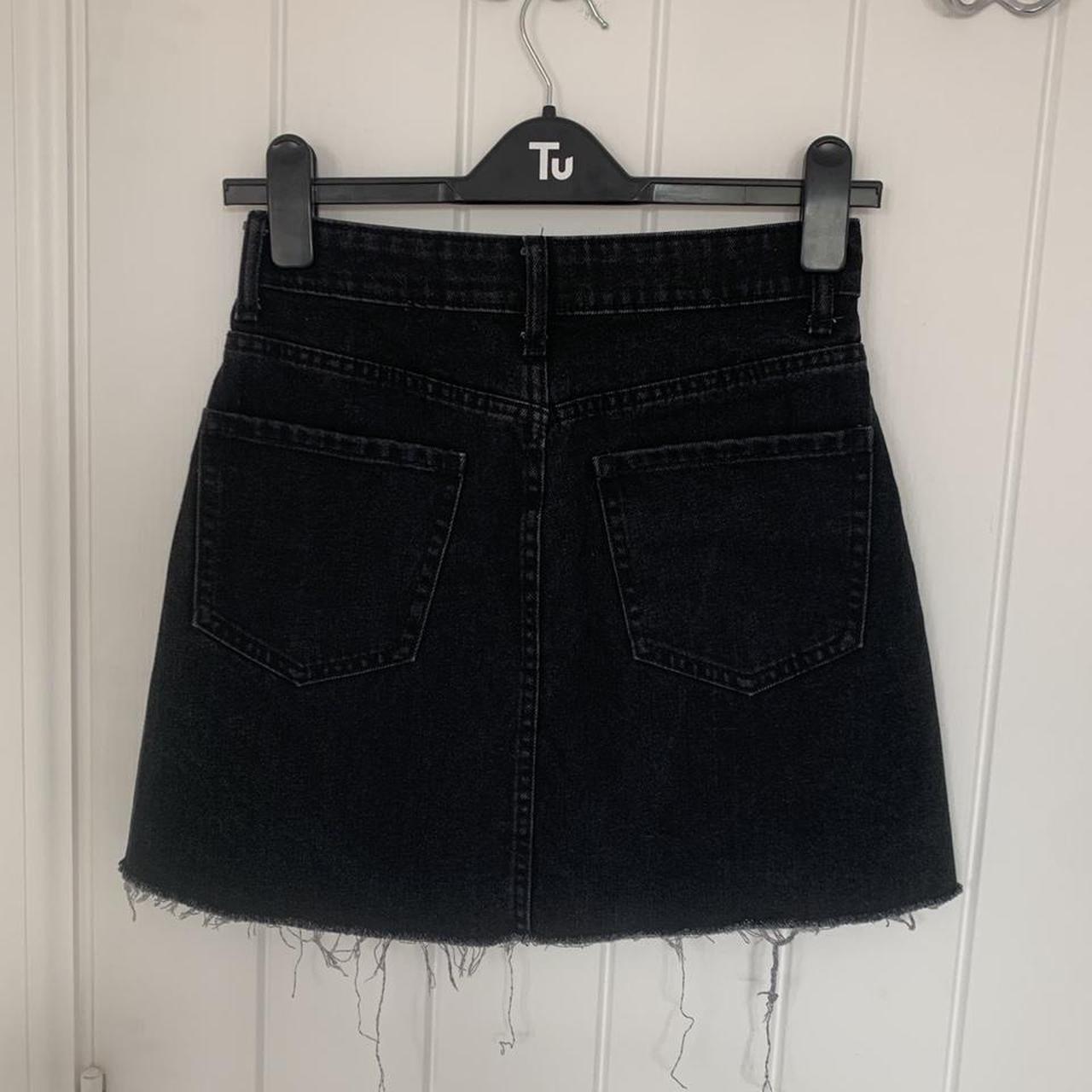 Bershka black denim mini skirt Size 6 - Depop