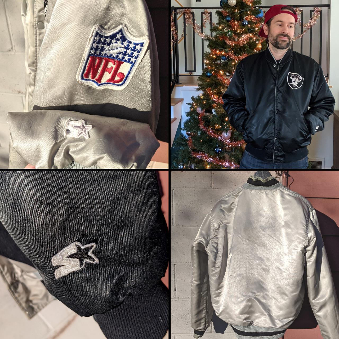 Vintage 90s Raiders NFL Starter Puffer Jacket Men's - Depop