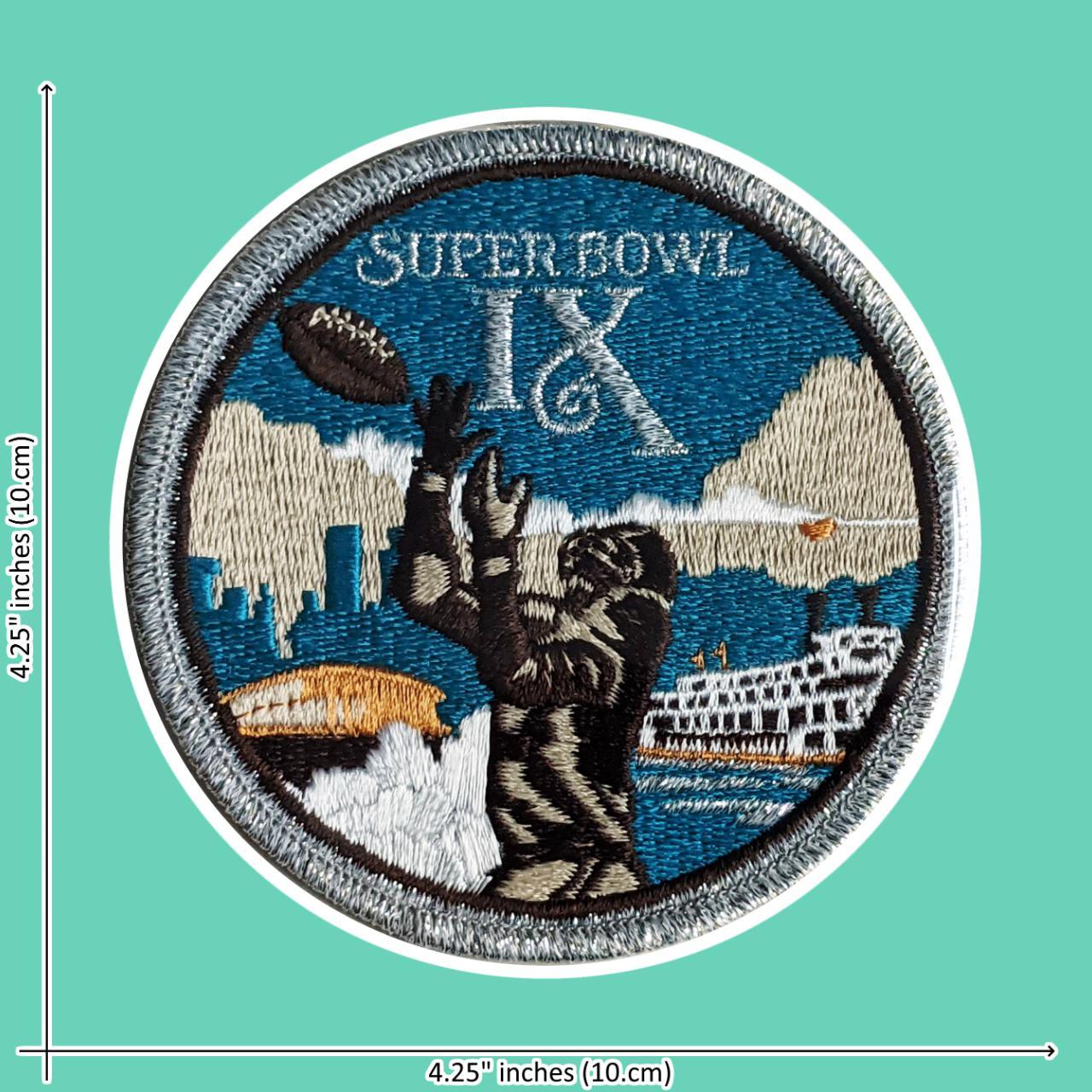 Vintage Super Bowl IX commemorative football patch: - Depop