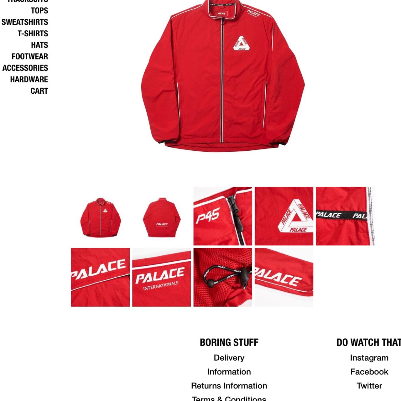 Palace red pipe down G suit, Size small, Open to...