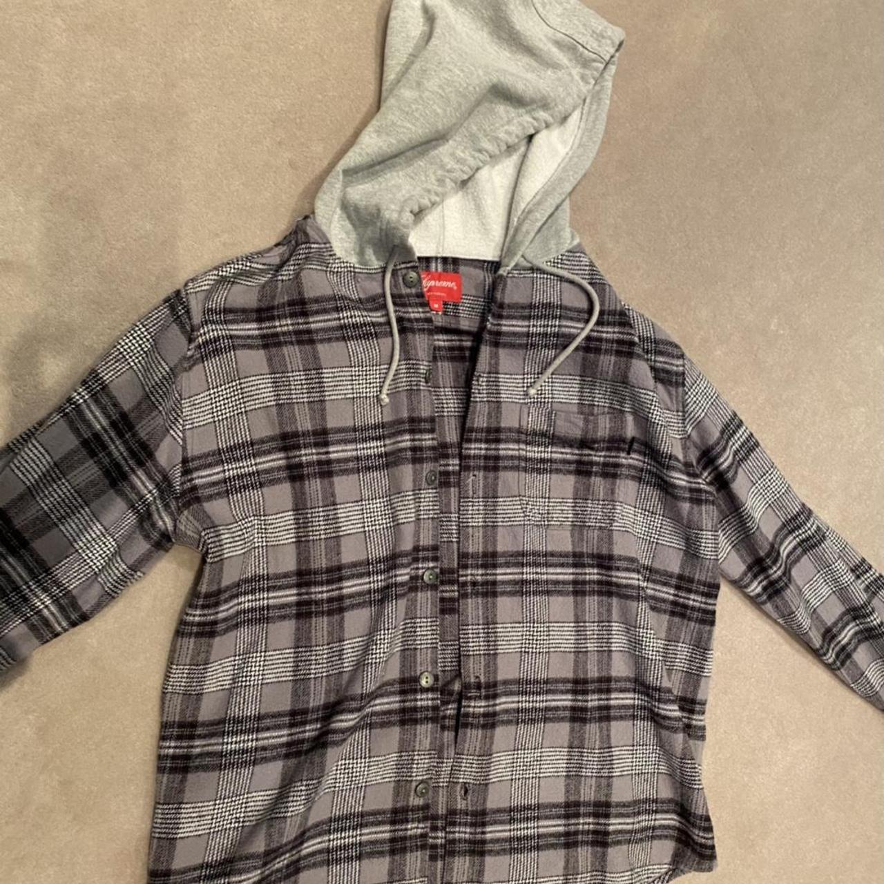 supreme hooded plaid flannel shirt