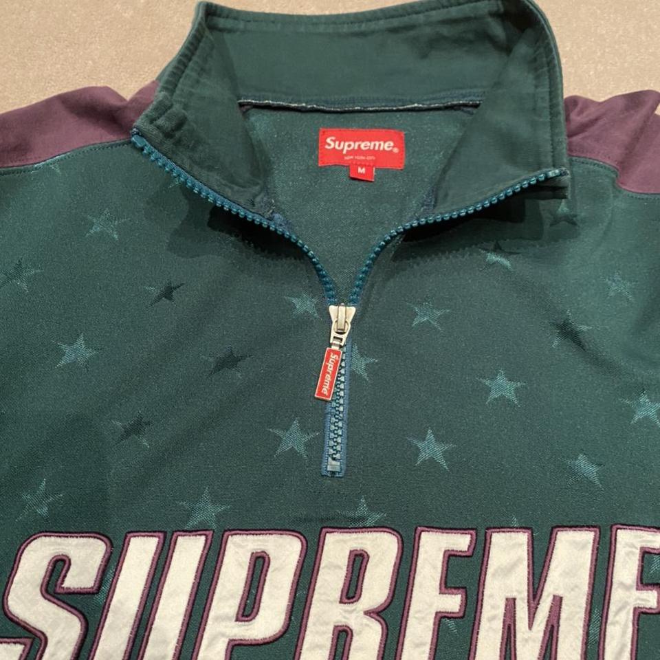 Supreme Track Half Zip Pullover in Green with stars.... - Depop