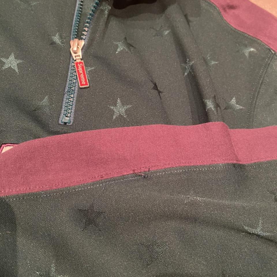 Supreme Track Half Zip Pullover in Green with stars.... - Depop