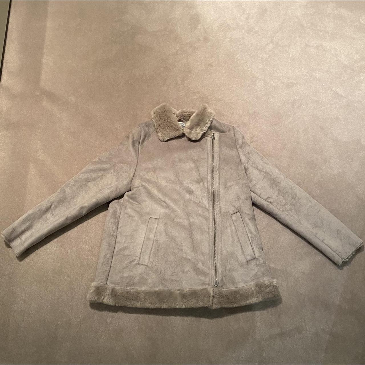 Silver hot sale shearling jacket