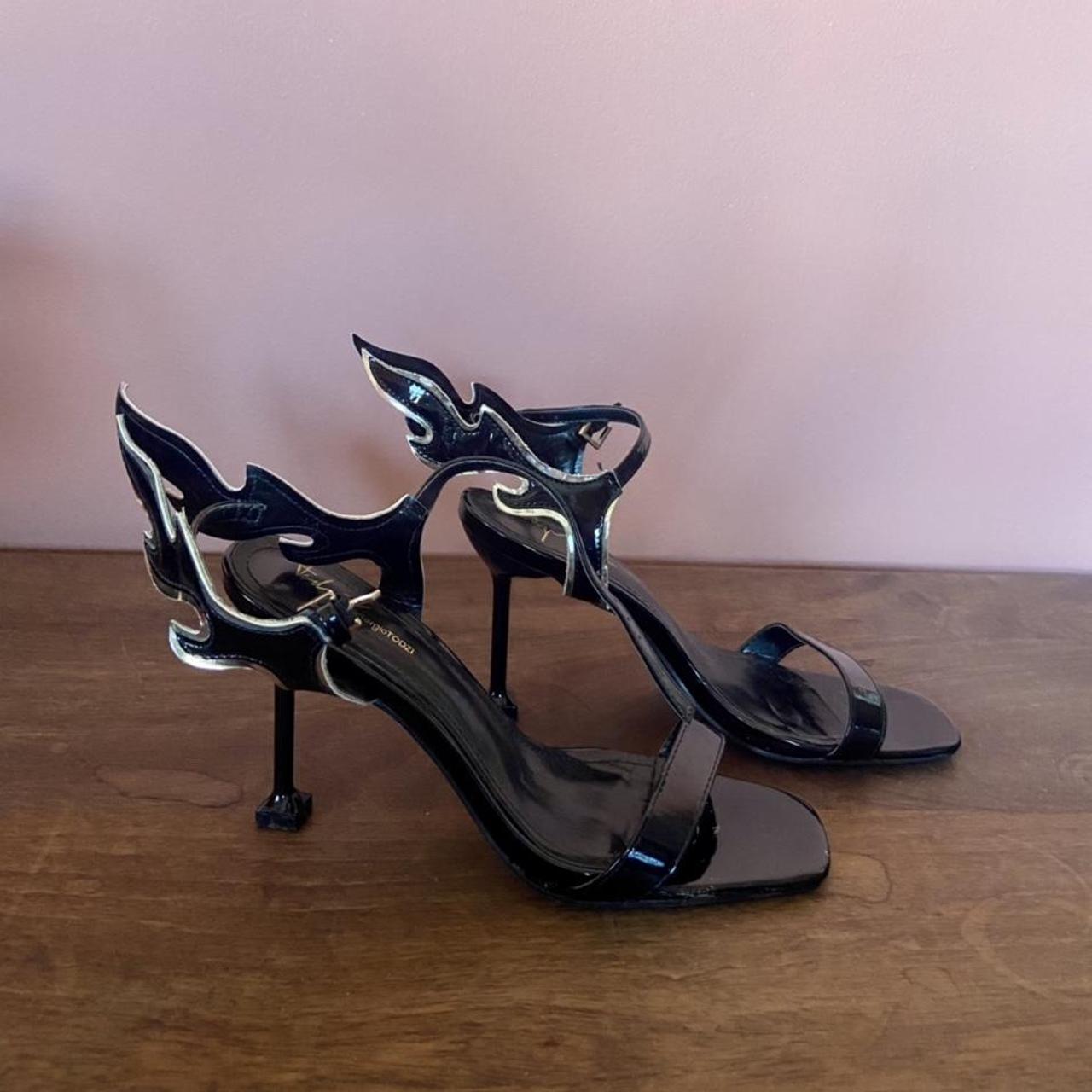 Prada flame heels store silver