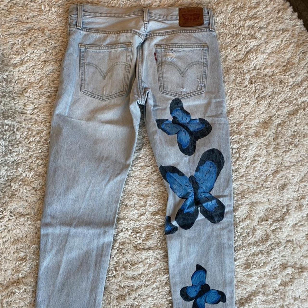 custom butterfly levi’s 501 Depop
