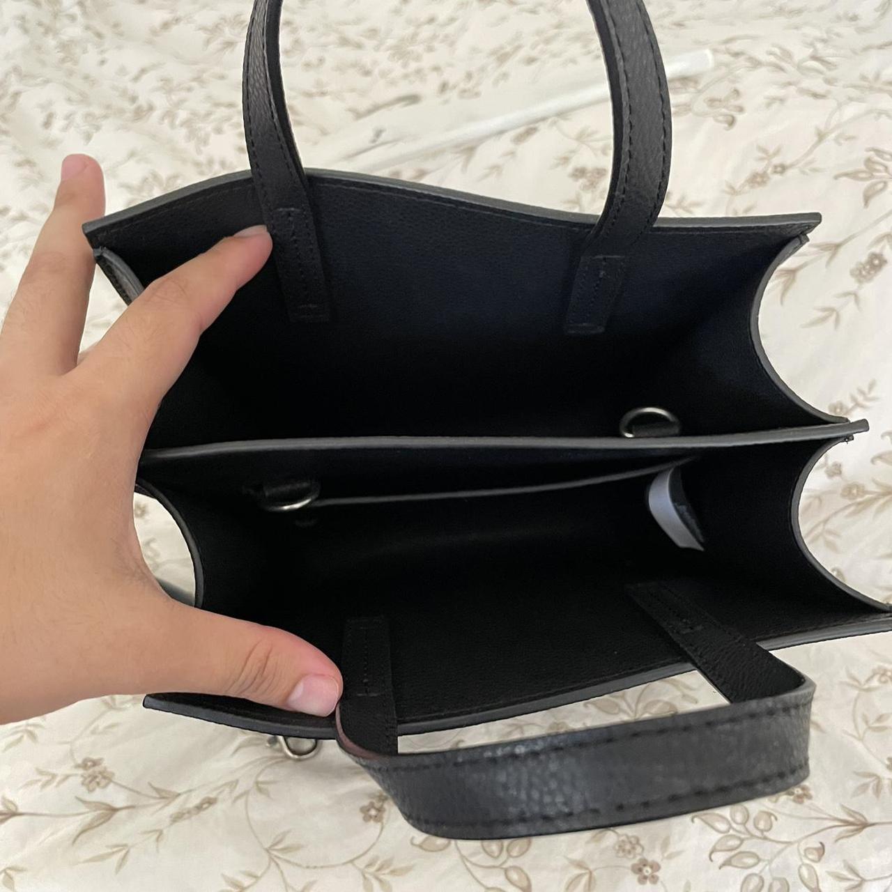 Uniqlo faux leather black bag w detachable... - Depop