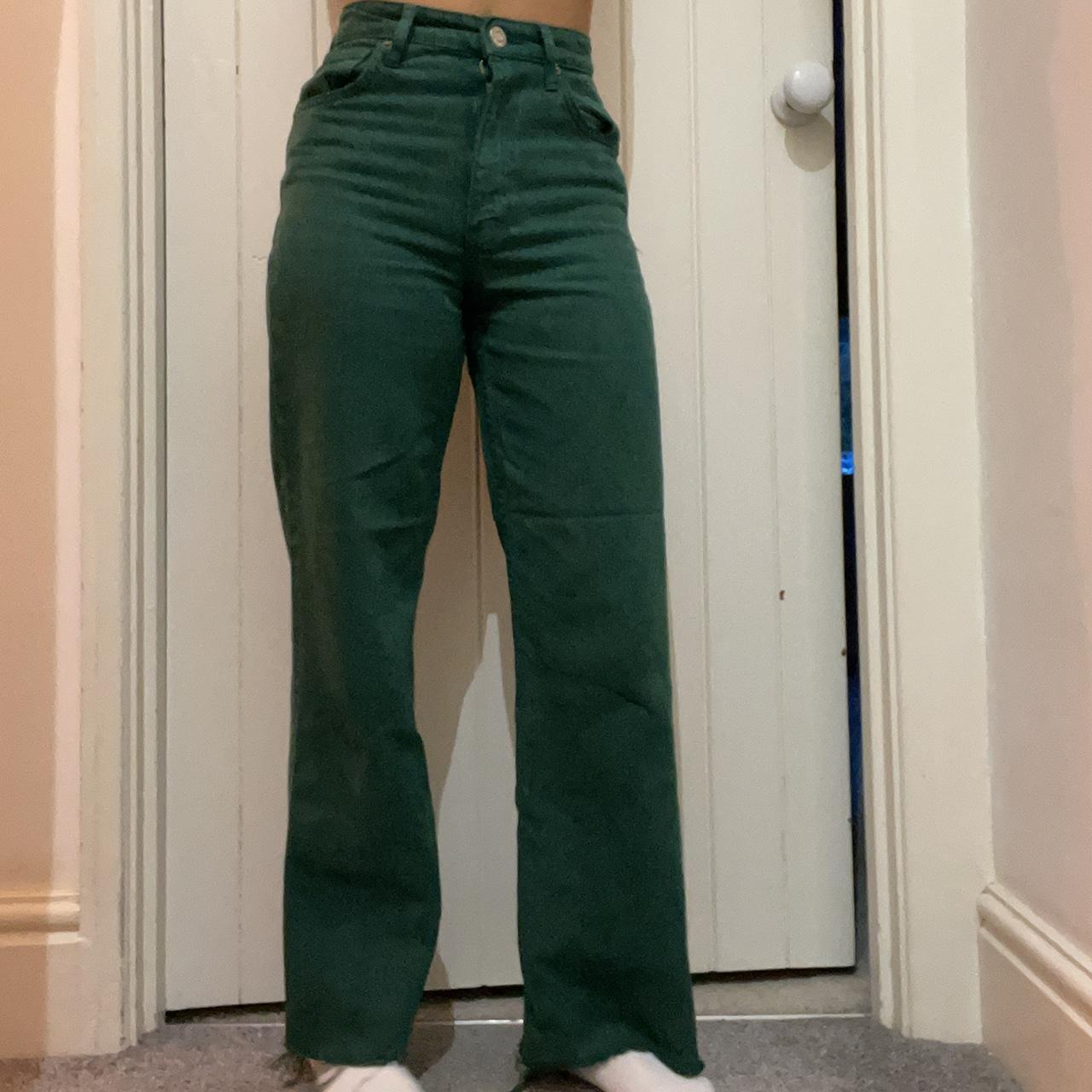 ZARA green straight leg jeans literally the most... Depop