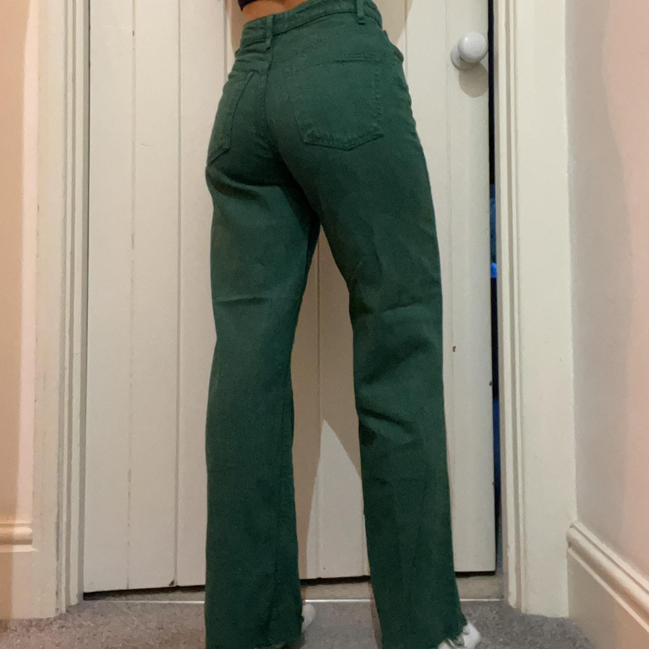ZARA green straight leg jeans literally the most... Depop