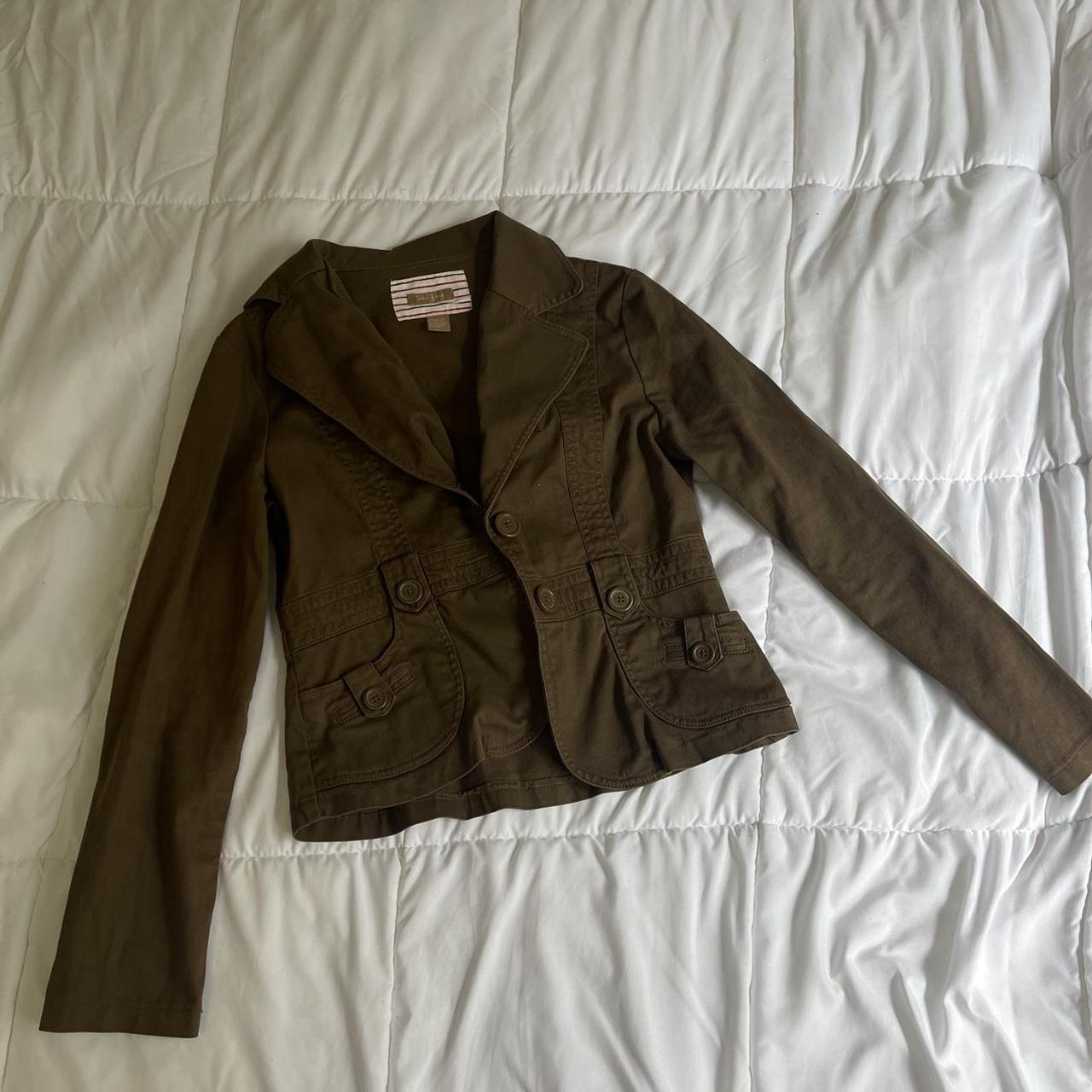 Cute preppy brown jacket. Perfect to throw on over a... Depop