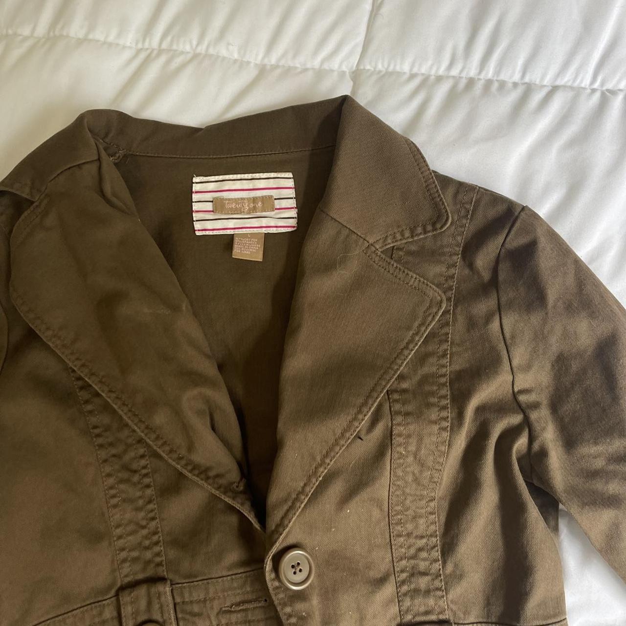 Cute preppy brown jacket. Perfect to throw on over a... Depop