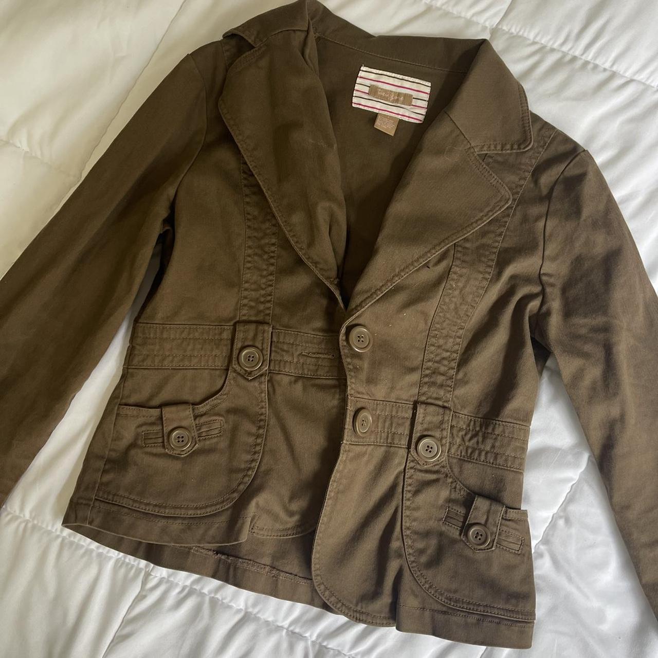 Cute preppy brown jacket. Perfect to throw on over a... Depop
