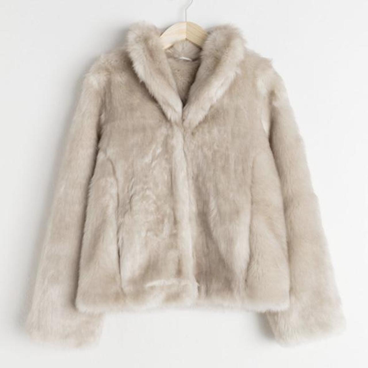 cream short faux fur jacket