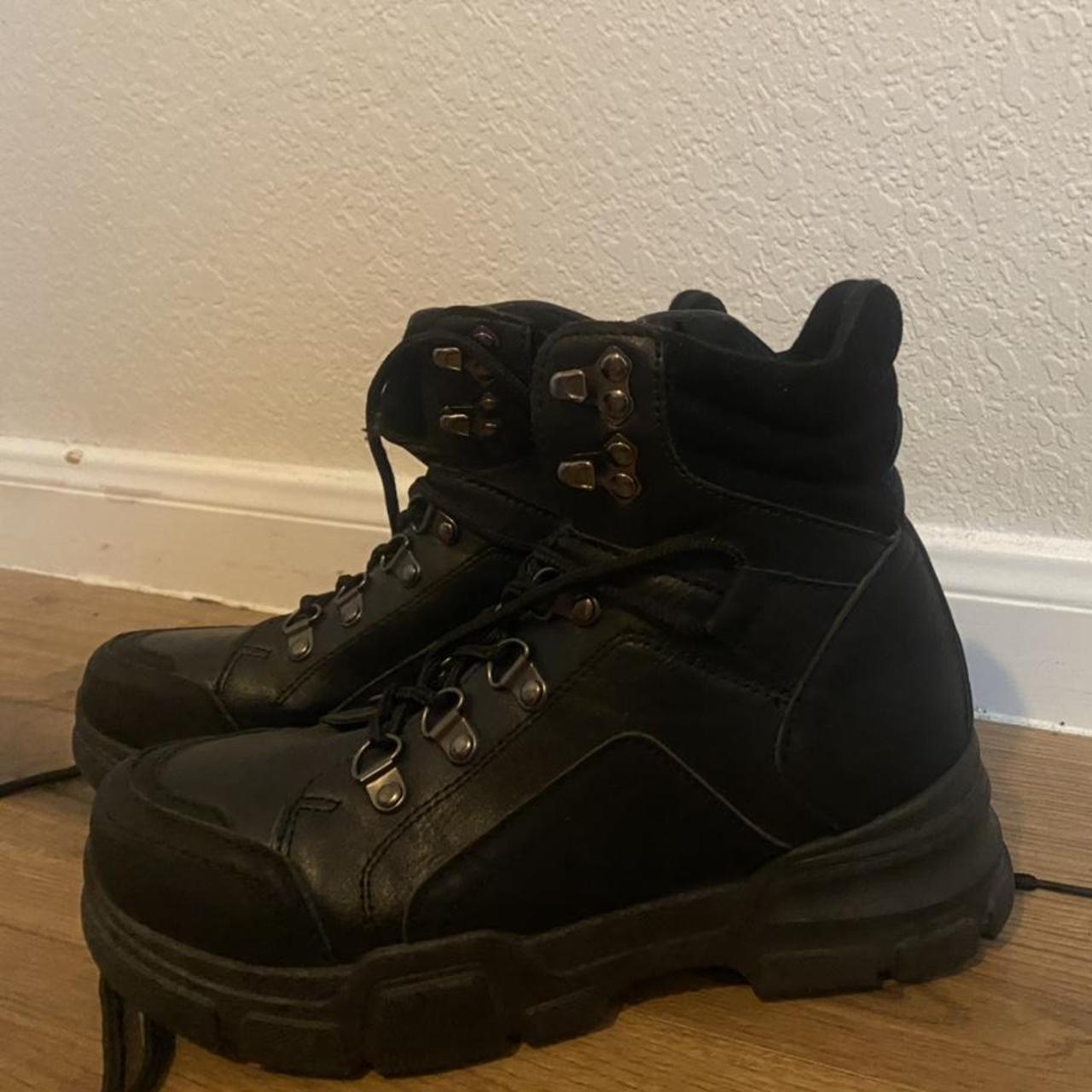 Vintage Black grunge combat boots, super comfortable... - Depop