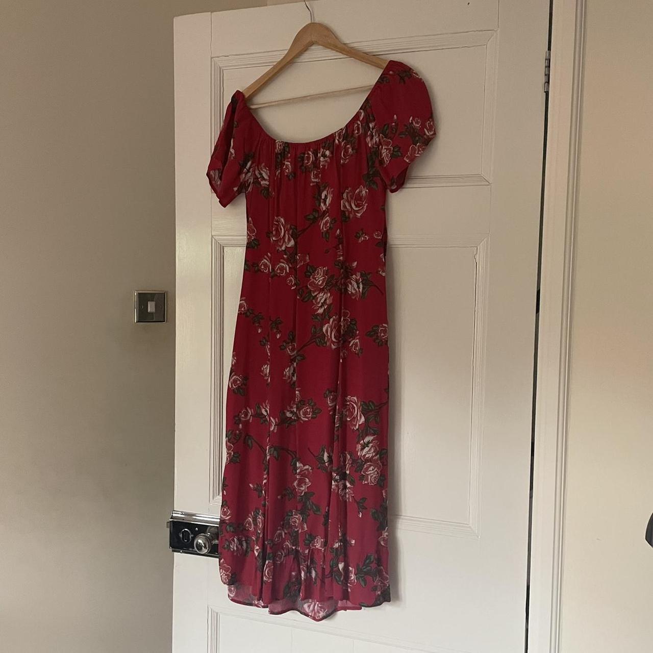 MISS SELFRIDGE - Square Neck/Off Shoulder Red Floral... - Depop