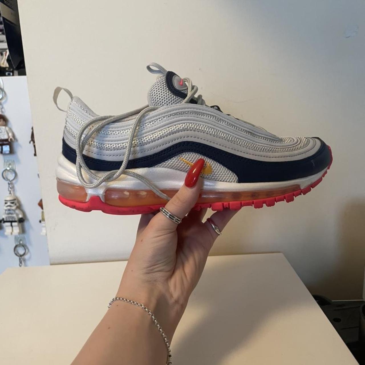 Nike air max 97 pure platinum laser orange colour