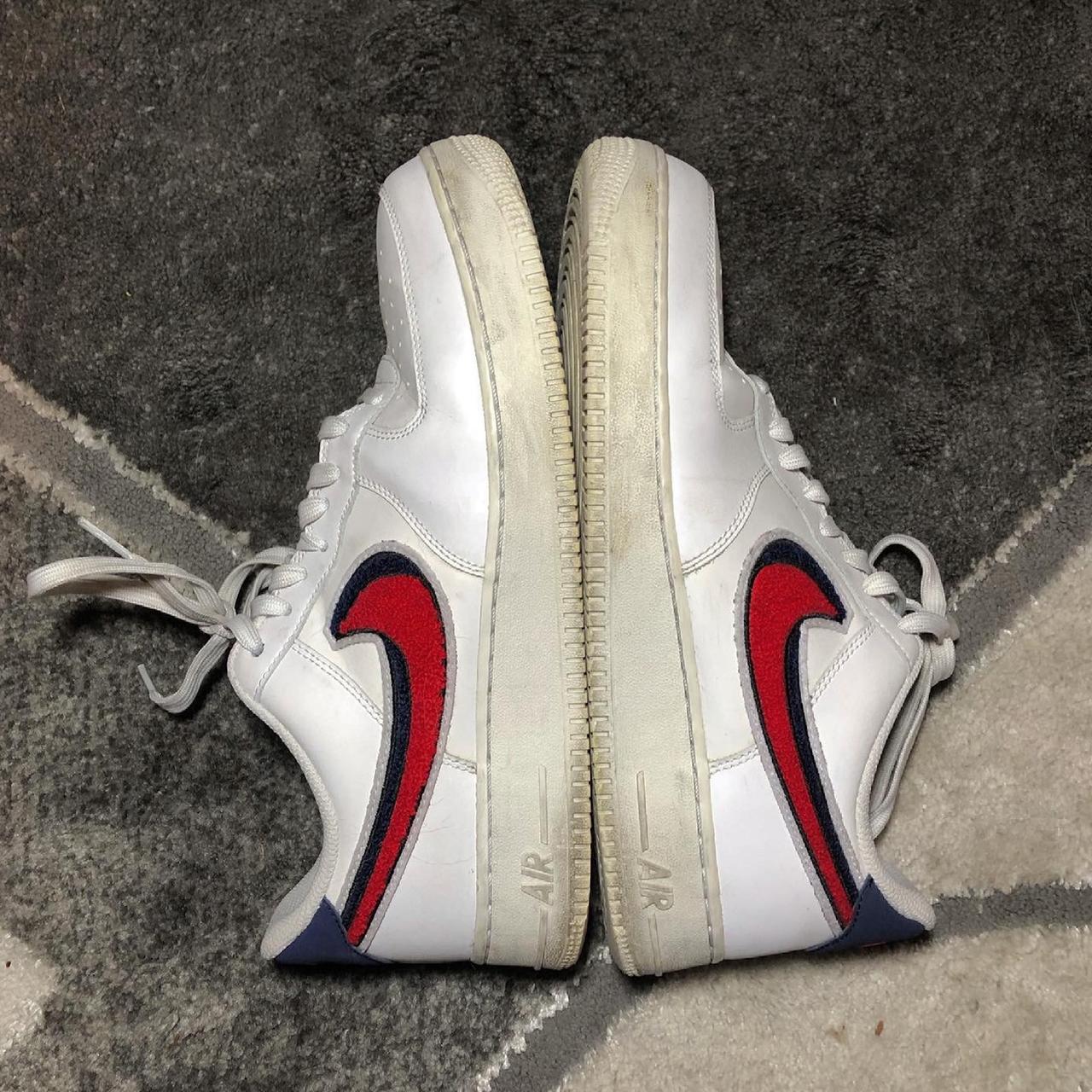 air force 1 low 3d chenille swoosh white red blue