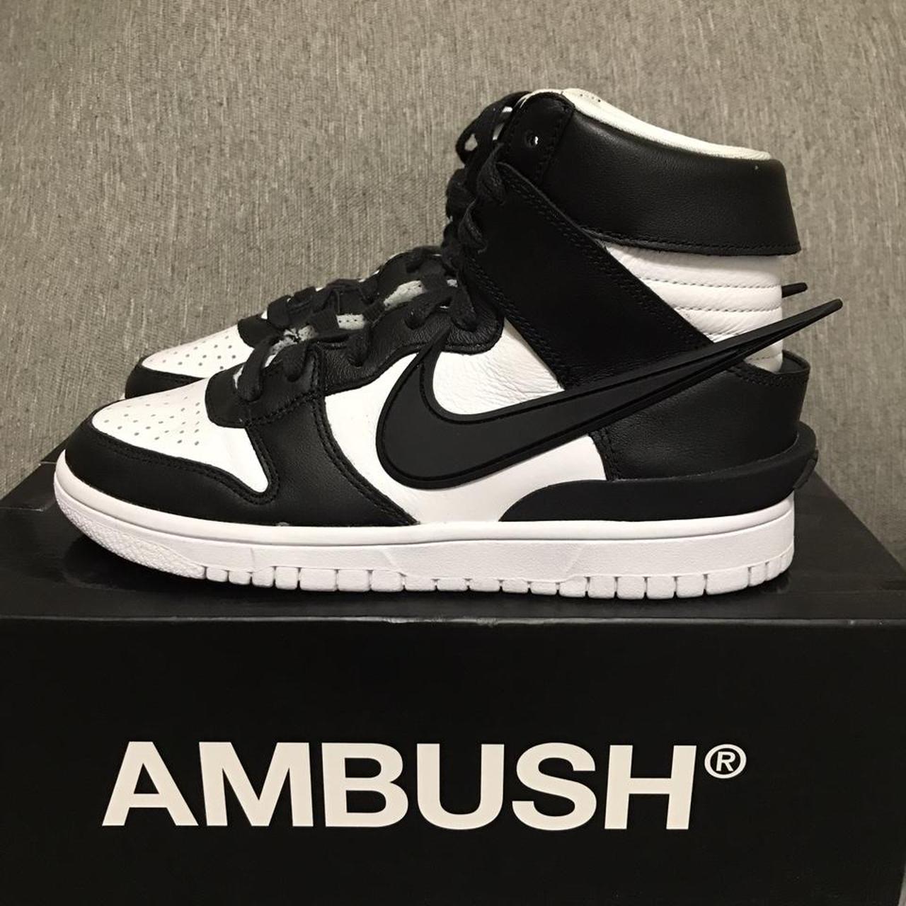 ambush x nike dunk high black mens white
