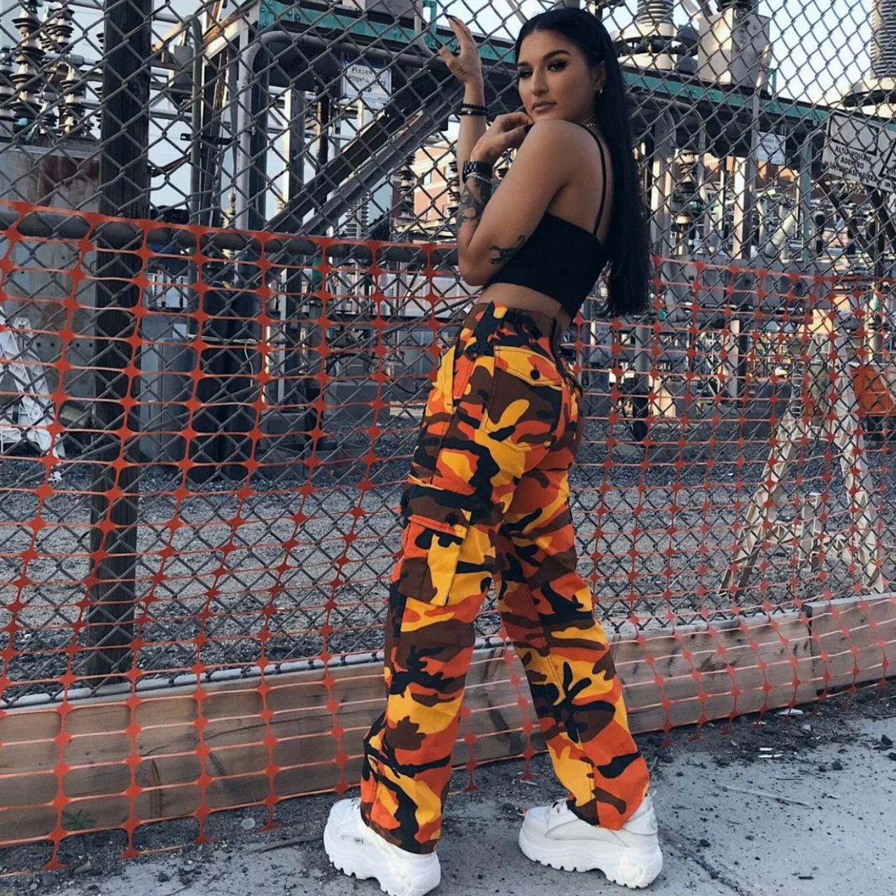 Fashion bright orange camo pants