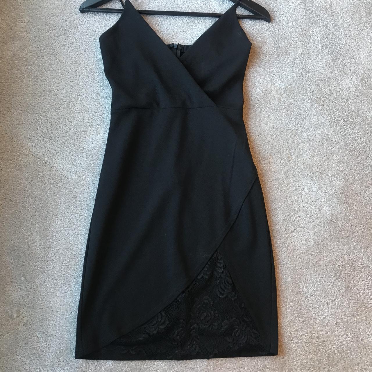Black Missguided cami style dress with lace at... - Depop