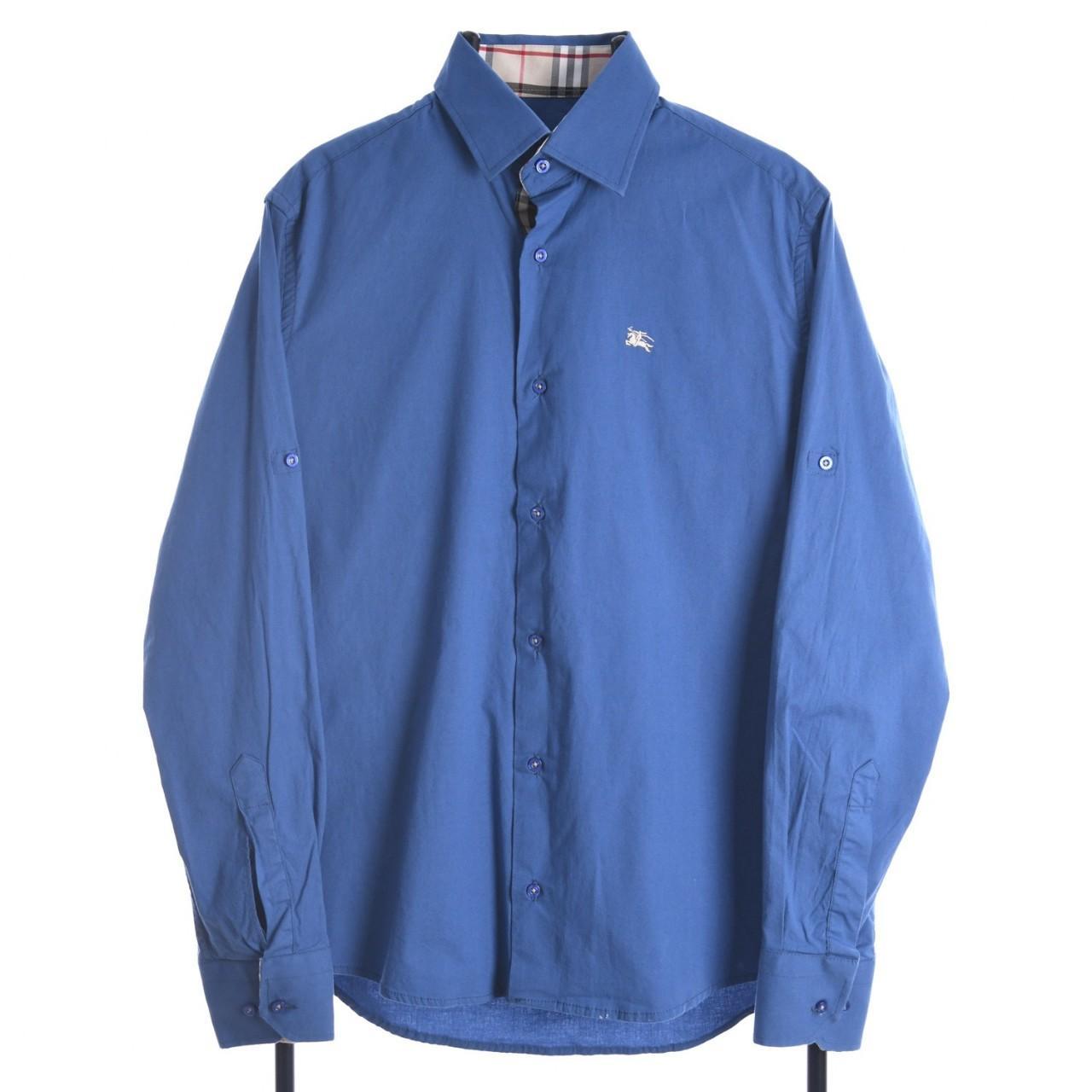 Blue Burberry Shirt Small London Embroidered... Depop