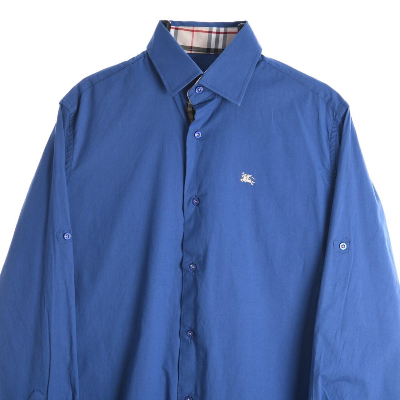 Blue Burberry Shirt Small London Embroidered... Depop