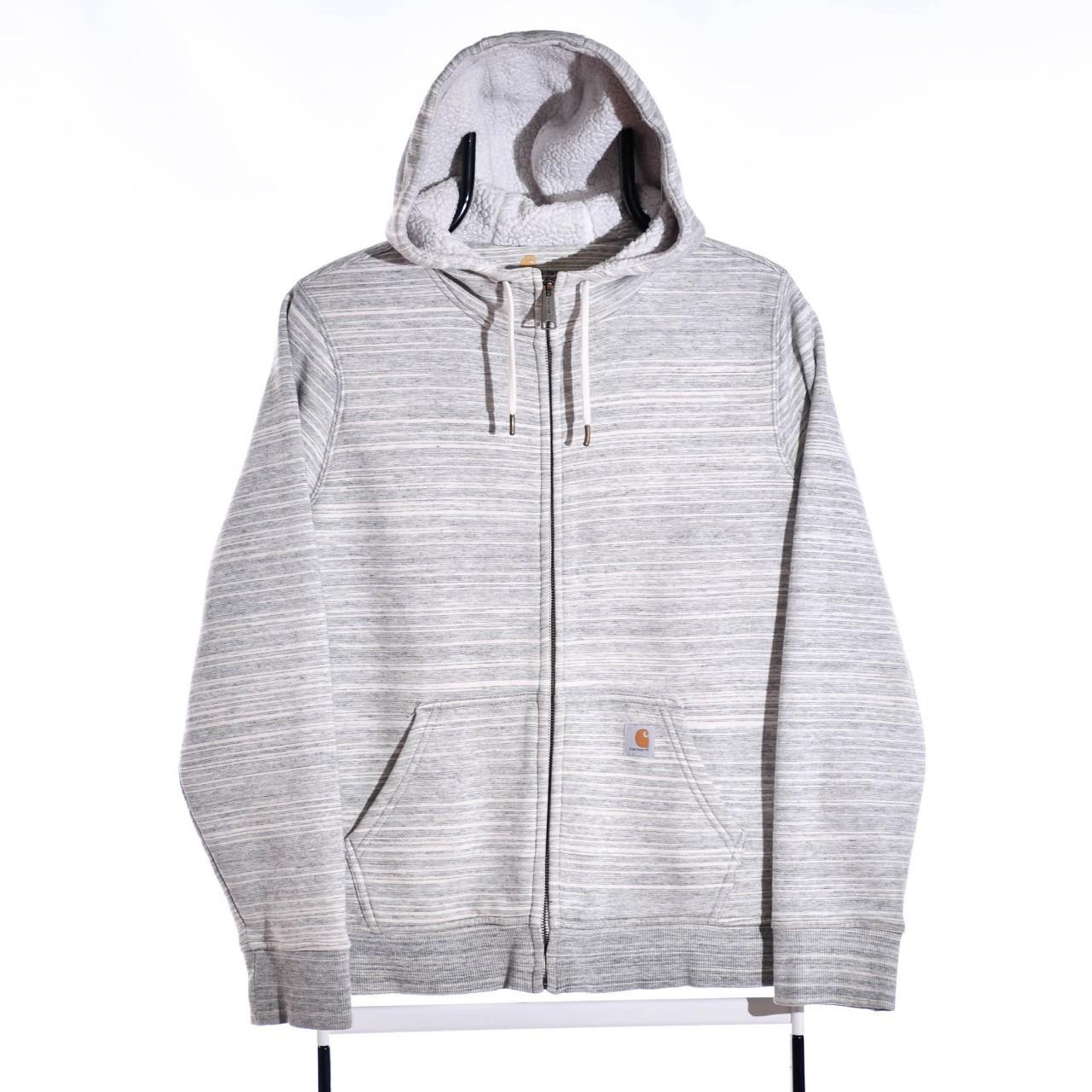 Women's Grey and White Hoodie | Depop