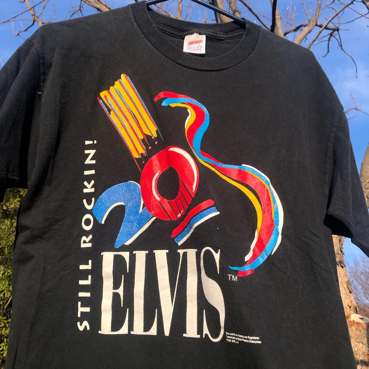 Vintage 80s Elvis Presley T-Shirt L Maroon The King Rock n