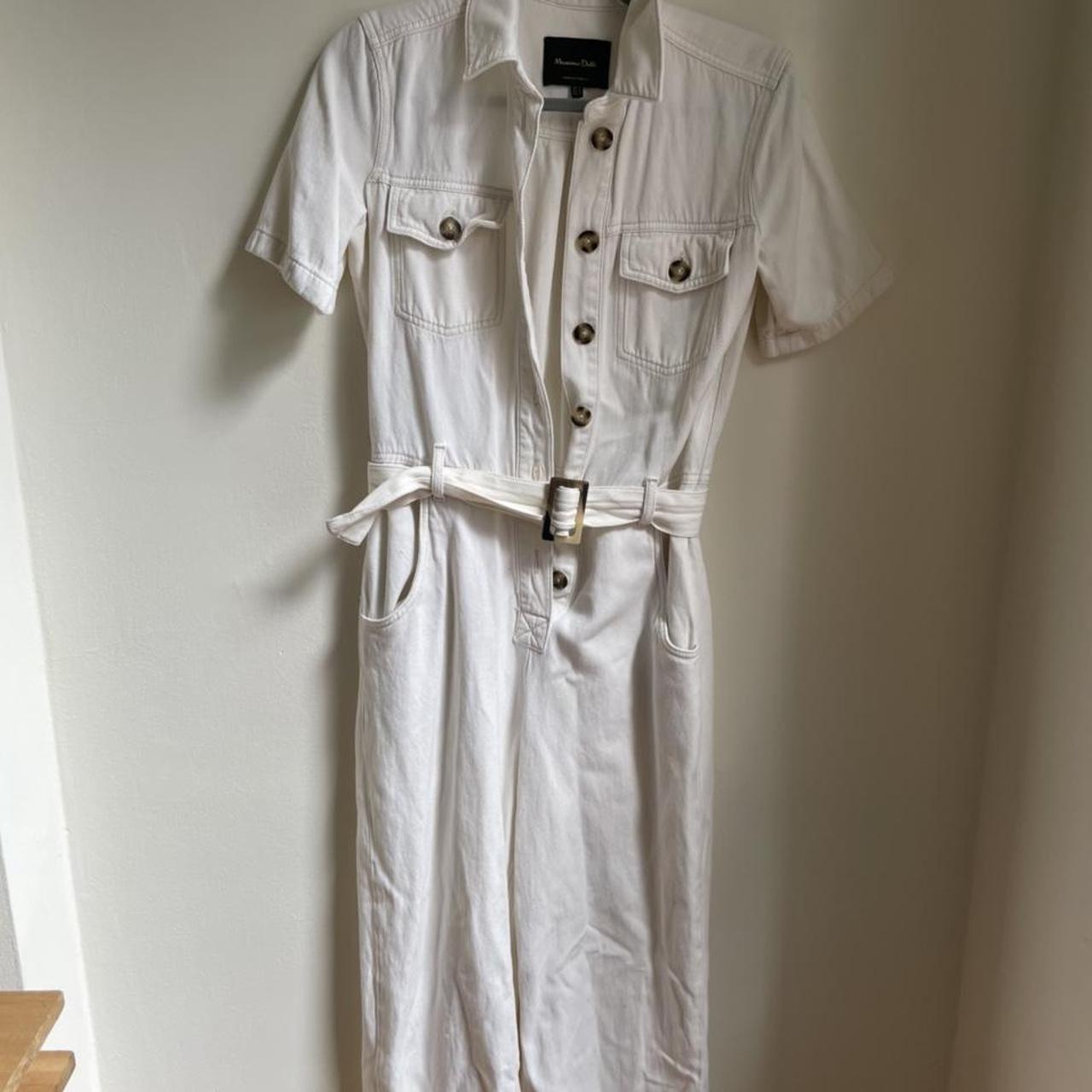 Massimo Dutti Women's White Jumpsuit | Depop