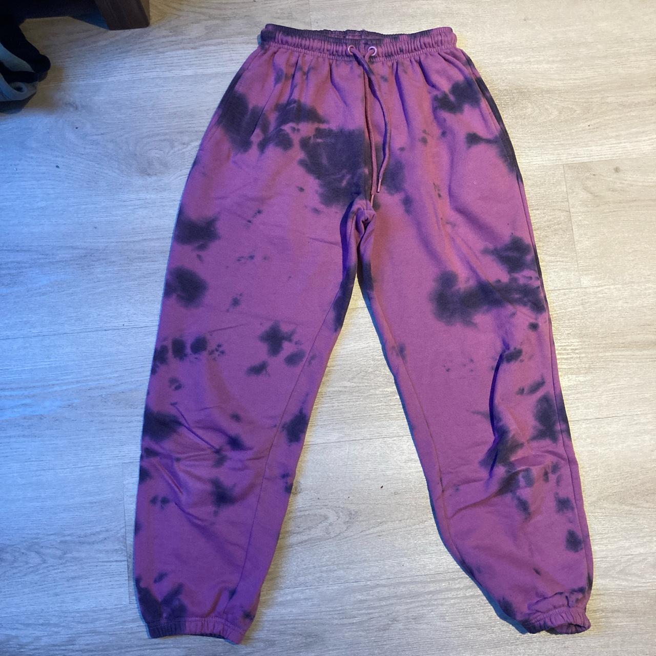 tie dye purple tracksuit bottoms/joggers from... - Depop