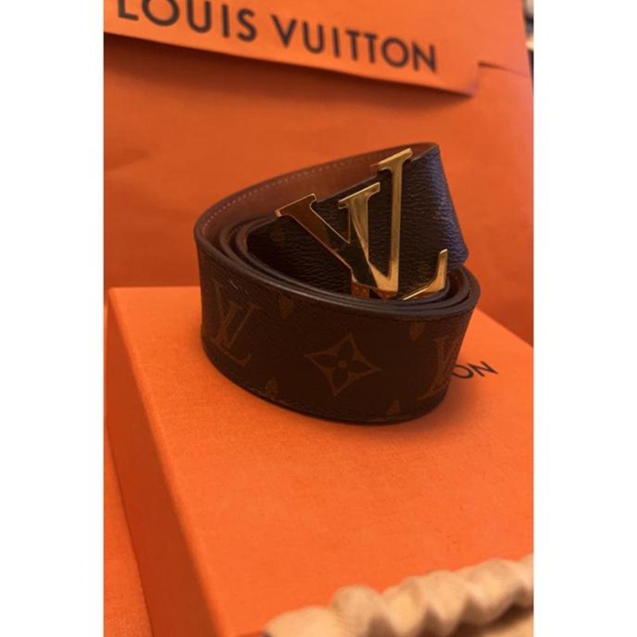 BLACK LV BELT WITH GOLD BUCKLE used like new it's a - Depop