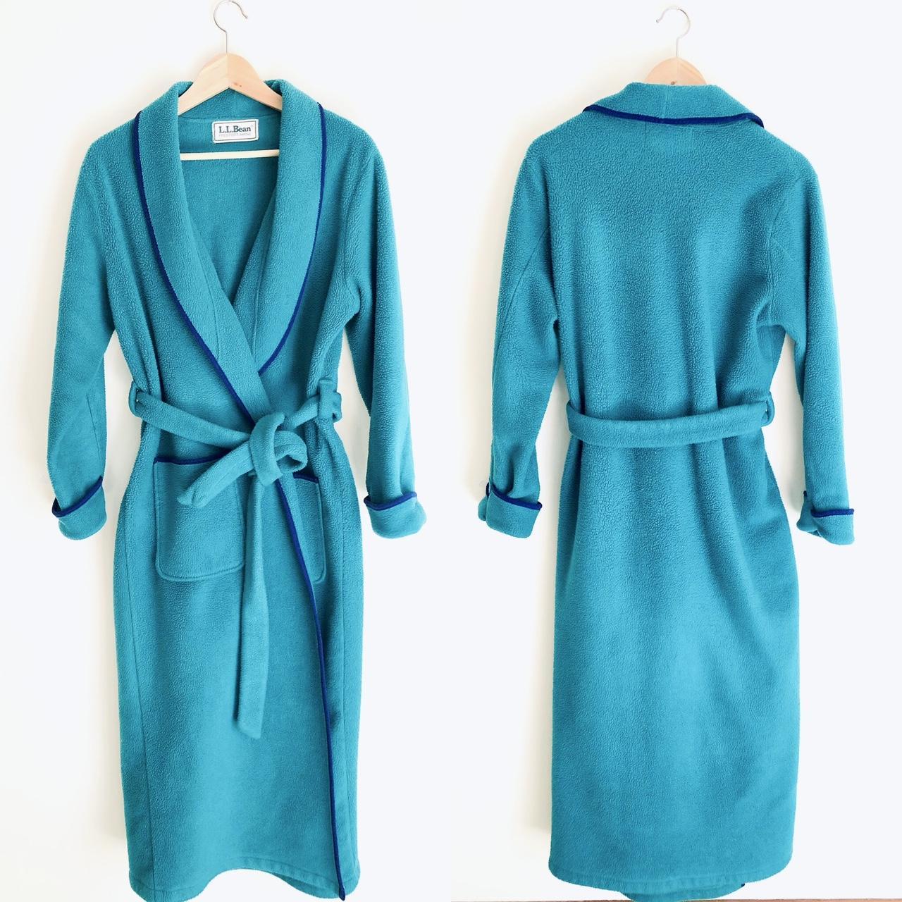 L.L.Bean Women's Blue and Green Robe Depop