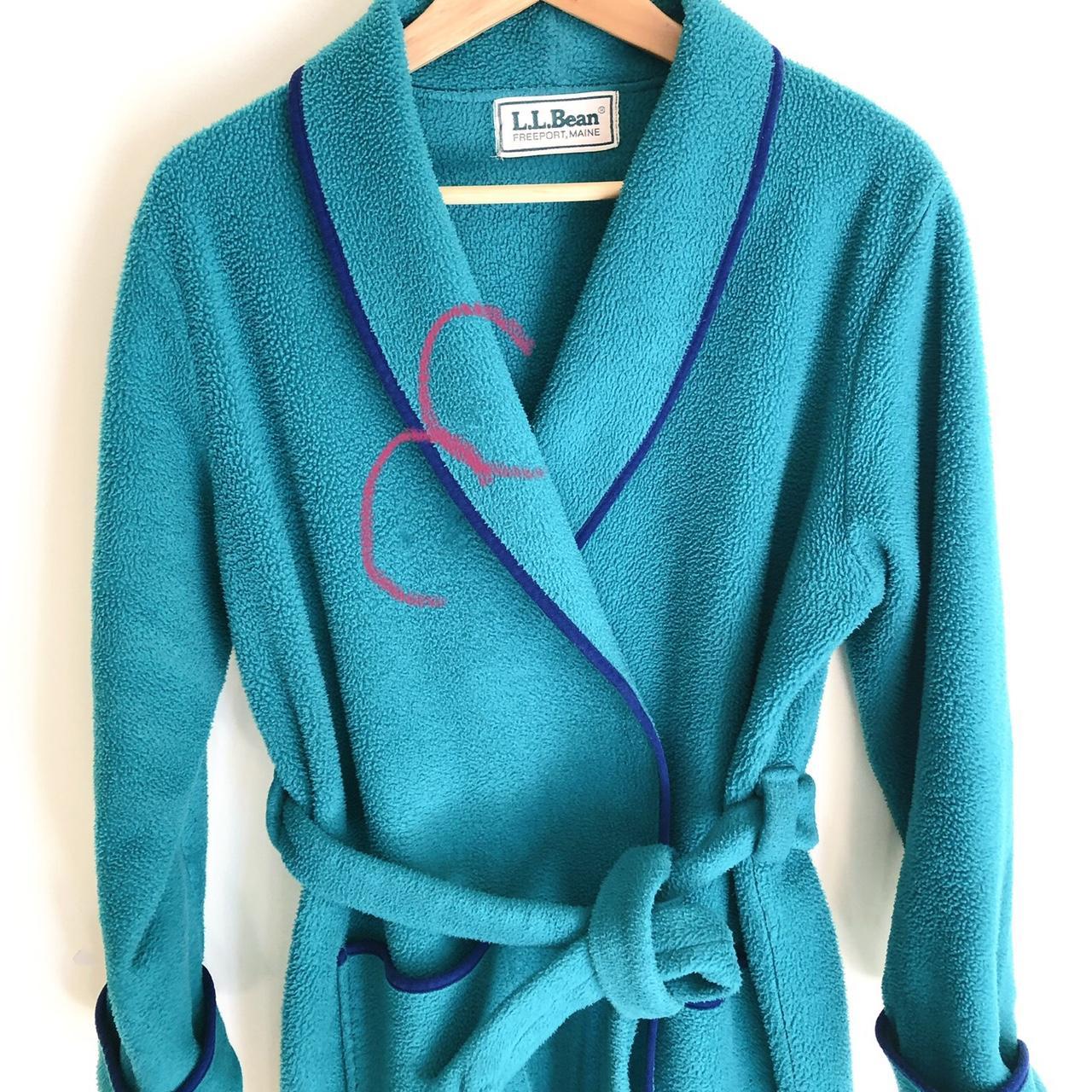 L.L.Bean Women's Blue and Green Robe Depop